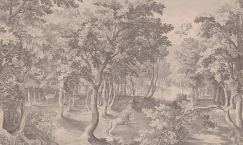 Tapeta leśna vintage Timeless Trees Beige Wallcolors.webp