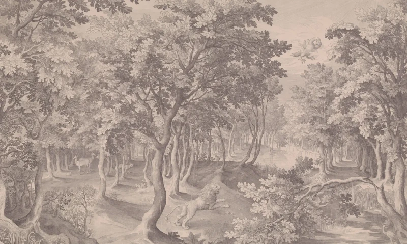 Tapeta leśna vintage Timeless Trees Beige Wallcolors.webp