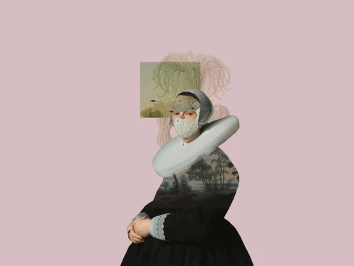 Tapeta portret kobiety Landscape Muse Pink Wallcolors.webp