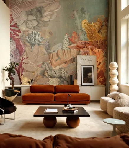 Designerska tapeta do salonu Coral Mirage Wallcolors.webp