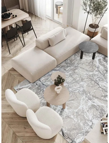 Dywan nowoczesny Grece gałęzie beżowy aranżacja