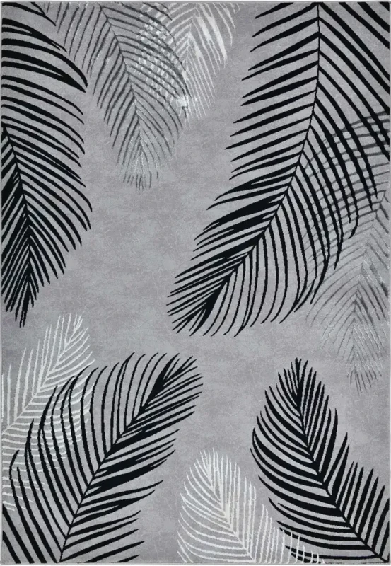 Dywan nowoczesny Grece palmy szary
