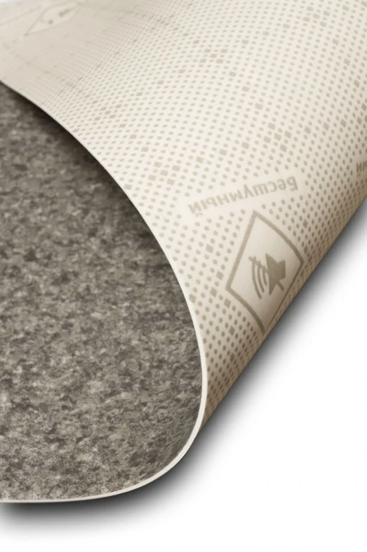 Wykładzina PCV Smart kolor szary wzór gres z widocznym spodem