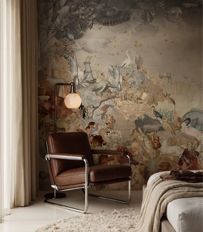 Tapeta z motywem fauny i flory Kingdom Of All Creatures Sepia Wallcolors.webp