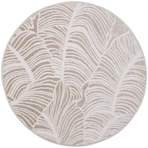 Dywan okrągły nowoczesny Salamanca liście beżowy