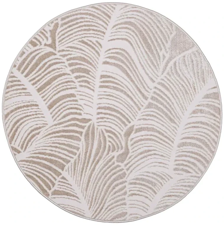 Dywan okrągły nowoczesny Salamanca liście beżowy