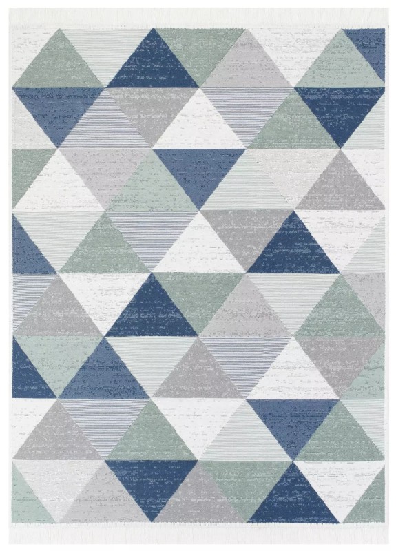 Dywan bawełniany trójkąty Kanuni Azteca 2709 szaro-niebieski