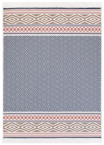 Dywan bawełniany Kanuni Azteca 2711 wzór geometria niebieski