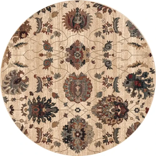 Dywan wełniany okrągły Dywilan Omega Latica kremowy