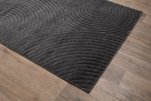 Dywan art deco 3d Dywilan Juno 6 D798AA anthracite na ciemnej podłodze