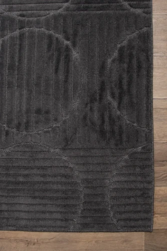 Dywan art deco 3d Dywilan Juno 8 H952AA anthracite  na ciemnej podłodze