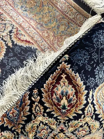 Dywan tradycyjny Sultan 1230 niebieski - bok z frędzlami