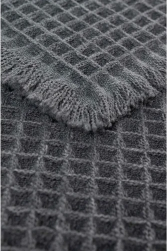 Dywanik uniwersalny Waffle ciemno szary - frędzle