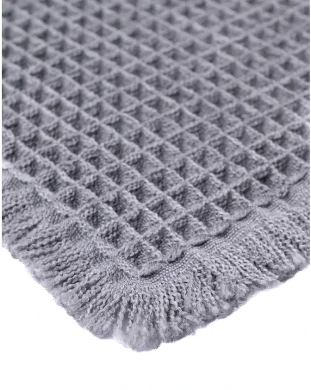 Dywanik uniwersalny Waffle jasno szary - frędzle