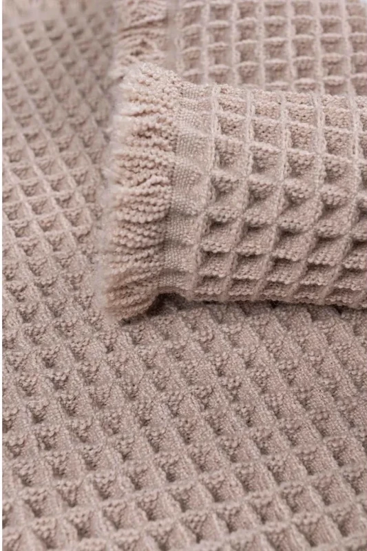 Dywanik nowoczesny Waffle beżowy - runo