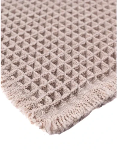 Dywanik nowoczesny Waffle beżowy - frędzle