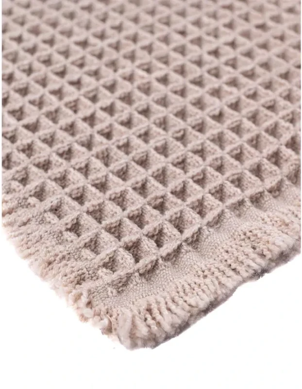 Dywanik nowoczesny Waffle beżowy - frędzle