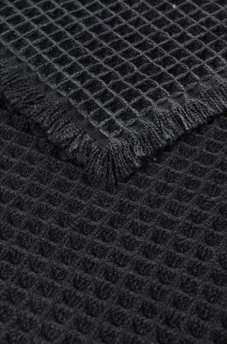 Dywanik nowoczesny 3d Waffle czarny - frędzle