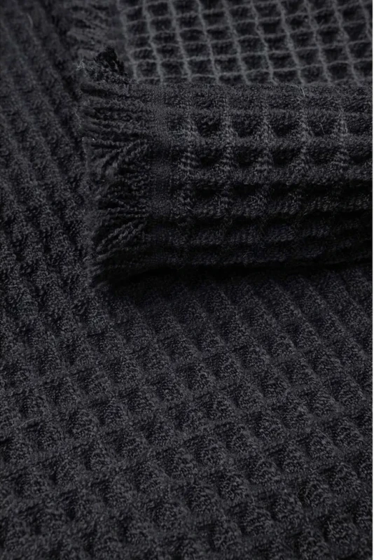 Dywanik nowoczesny Waffle czarny - runo