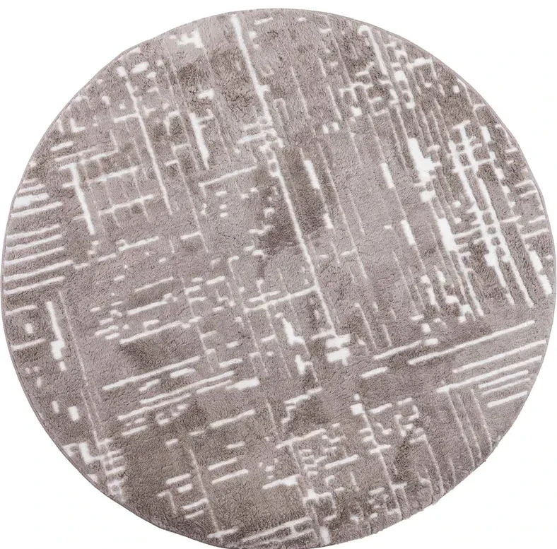 Dywan okrągły pluszowy Venesia przecierka 3d szary