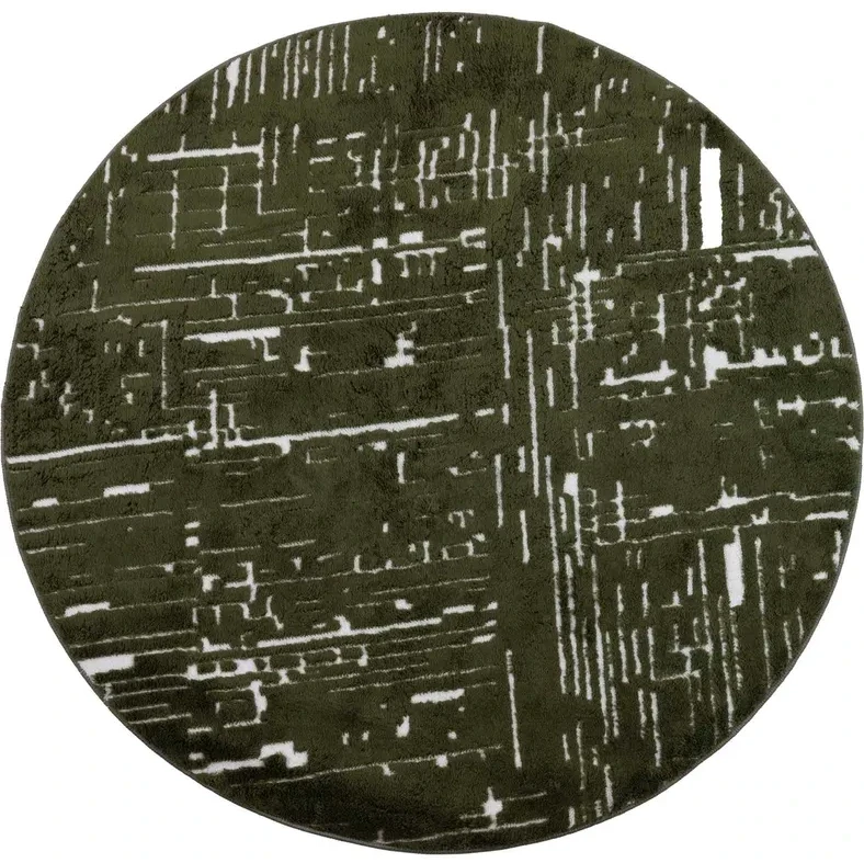 Dywan okrągły pluszowy Venesia przecierka 3d zielony