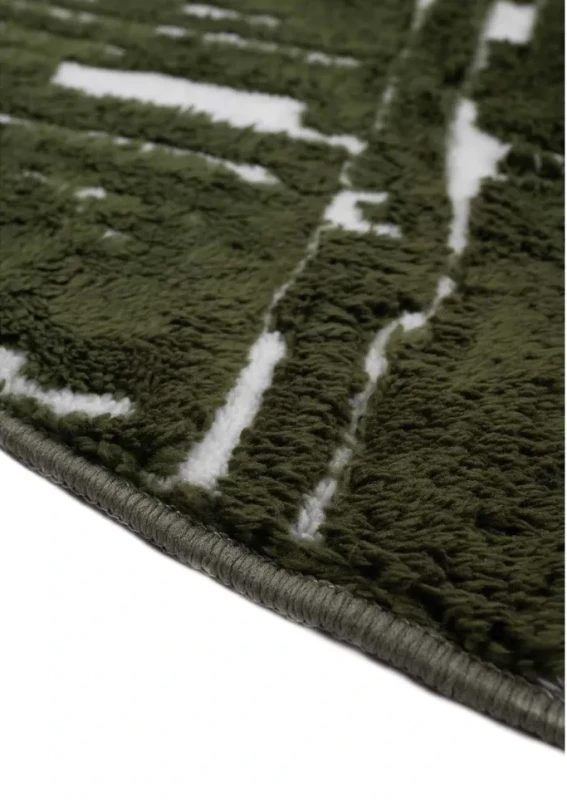 Dywan okrągły Venesia przecierka 3d zielony - brzeg