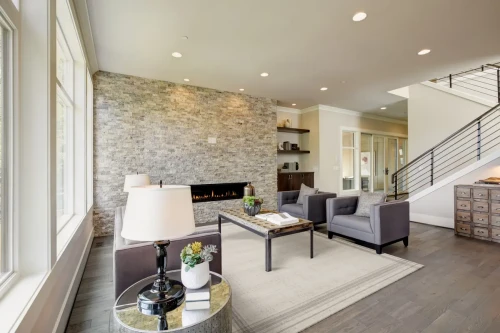 Nowoczesny dywan Agnella Agnus Loreta szary w loftowym salonie.webp