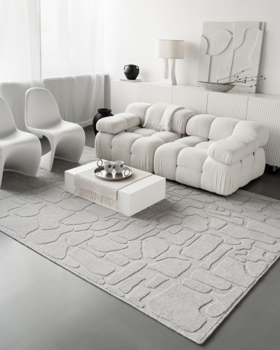 Dywan wełniany jasny szary do salonu Agnella Ladnini Morphic Dunes