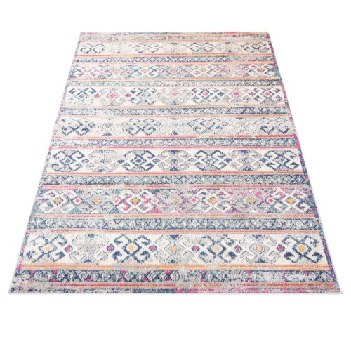 Dywan etno Denver Faa G004A white/dark blue rzut z góry