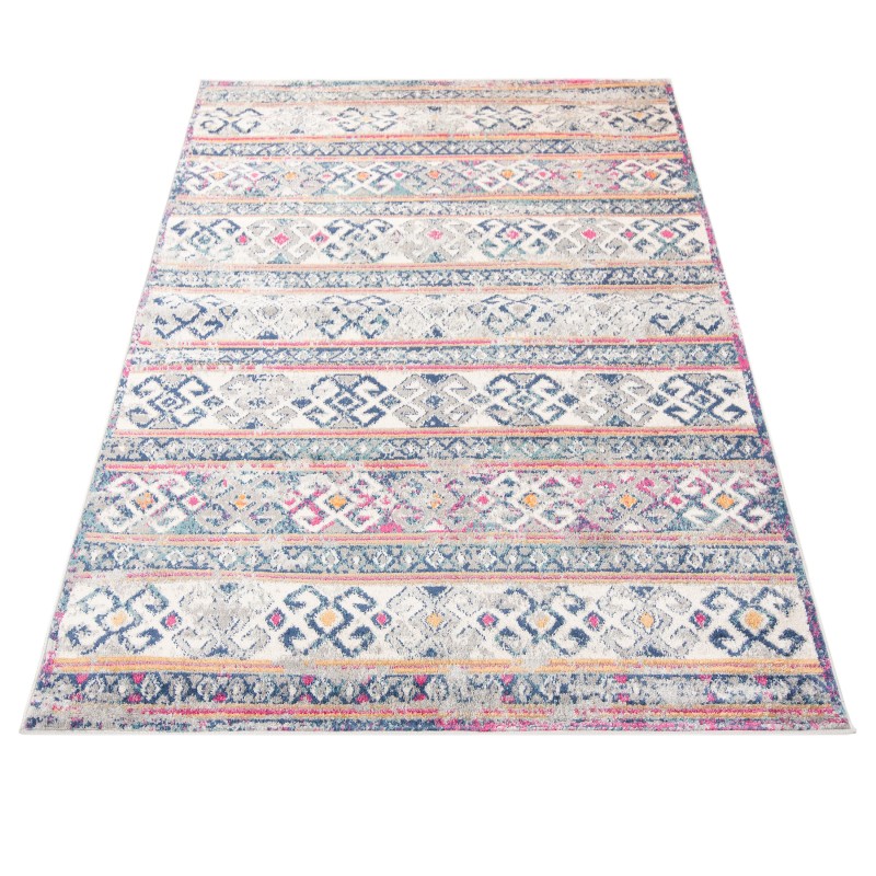 Dywan etno Denver Faa G004A white/dark blue rzut z góry