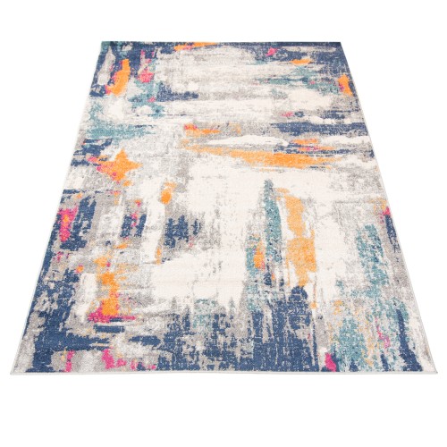 Dywan nowoczesny Denver Faa G039A white/dark blue rzut z góry