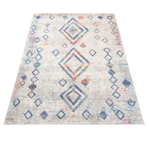 Dywan etno Denver Faa G025A white/dark blue rzut z góry