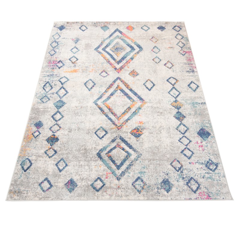 Dywan etno Denver Faa G025A white/dark blue rzut z góry