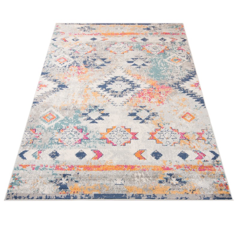 Dywan etno Denver Faa G003A white/dark blue rzut z góry