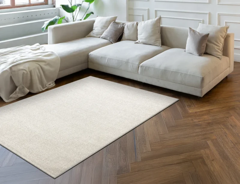 Dywan nowoczesny Casablanca Loom krem w salonie