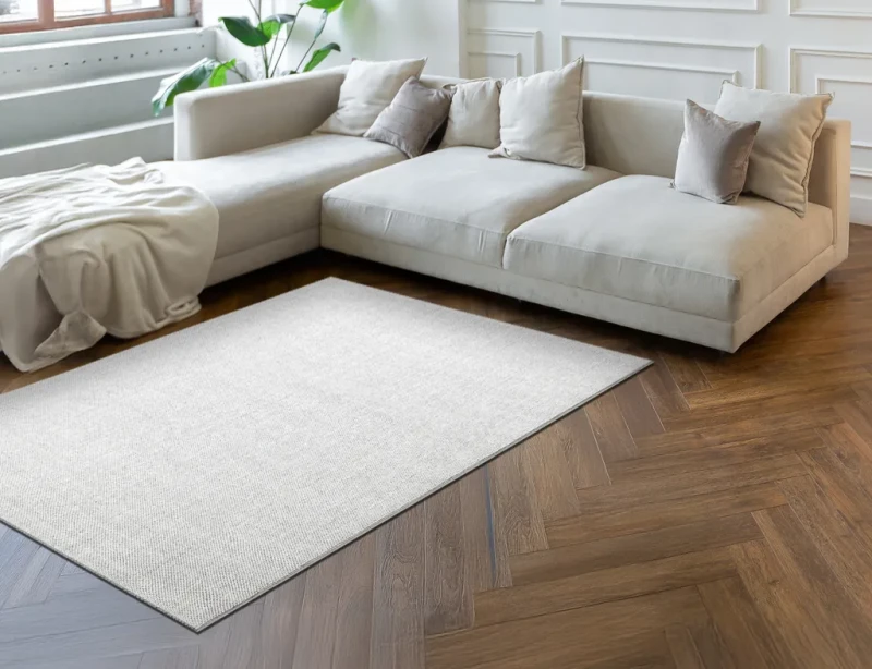 Dywan nowoczesny Casablanca Loom srebrny w salonie