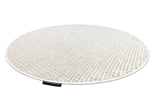 Dywan okrągły płaskotkany Casablanca Loop biało-beżowy - rzut z boku