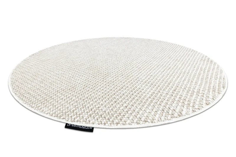 Dywan okrągły płaskotkany Casablanca Loop biało-beżowy - rzut z boku