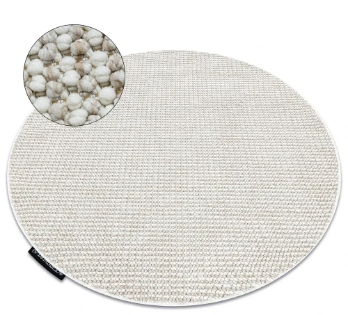 Dywan okrągły płaskotkany Casablanca Loop biało-beżowy - rzut ukośny