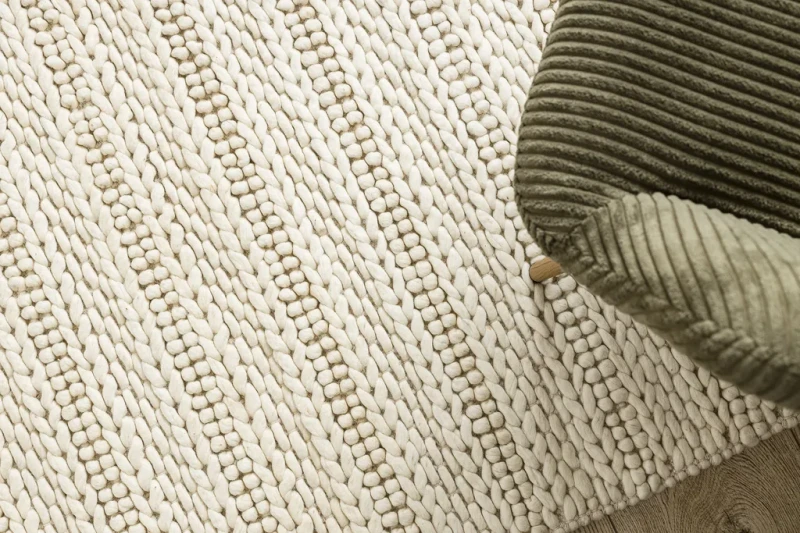 Dywan wełniany pasy Tahar 99002B krem - wzór