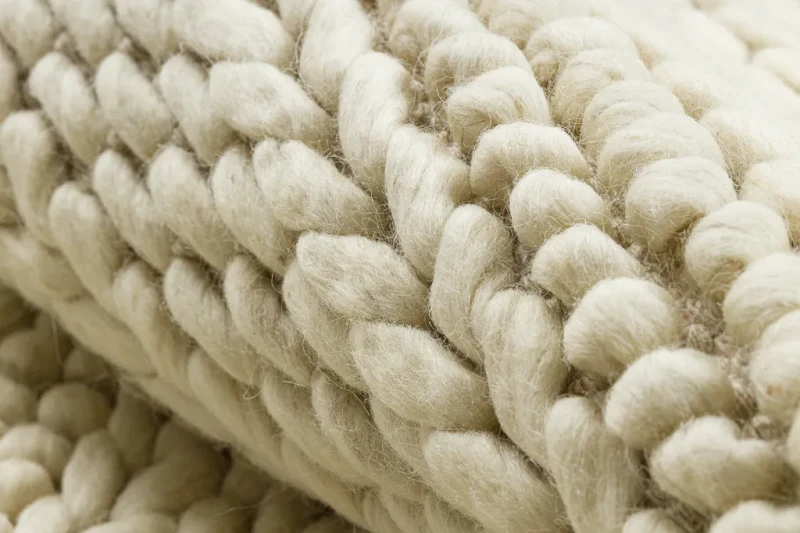 Dywan wełniany płakotkany Tahar 99002B krem - zbliżenie runa