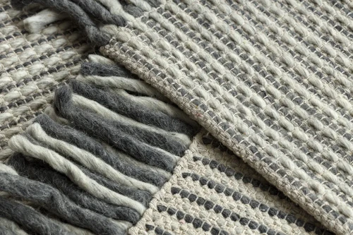 Dywan wełniany nowoczesny Tahar 99003F kremowo-szary - spód