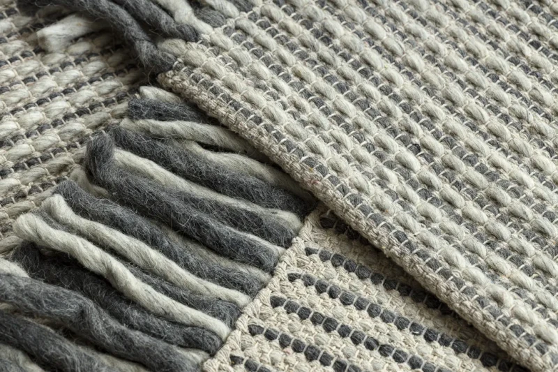 Dywan wełniany nowoczesny Tahar 99003F kremowo-szary - spód