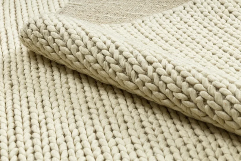 Dywan wełniany płaskotkany Tahar 99004B krem - runo