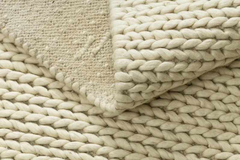 Dywan wełniany płaskotkany Tahar 99004B krem - spód