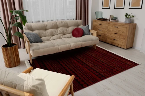 Dywan tradycyjny Orient 5132 bordowo-czarny w salonie