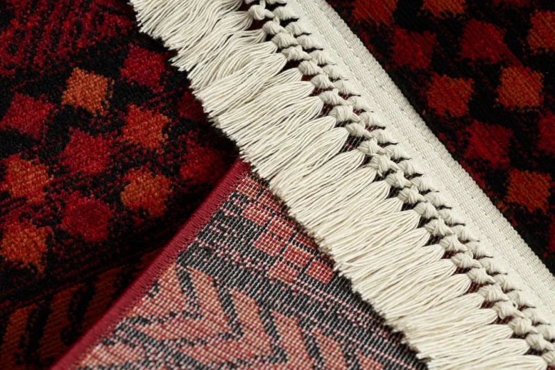 Dywan orientalny Orient 5132 bordowo-czarny - spód i frędzle