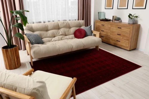 Dywan tradycyjny Orient 6889 bordowo-czarny w salonie