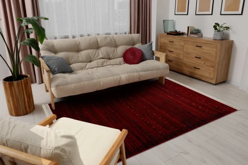 Dywan tradycyjny Orient 5820 bordowo-czarny w salonie