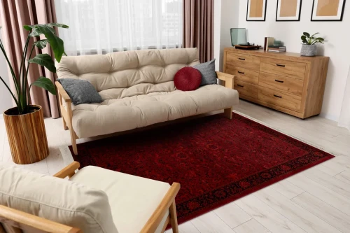 Dywan tradycyjny Orient 5125 bordowo-czarny w salonie
